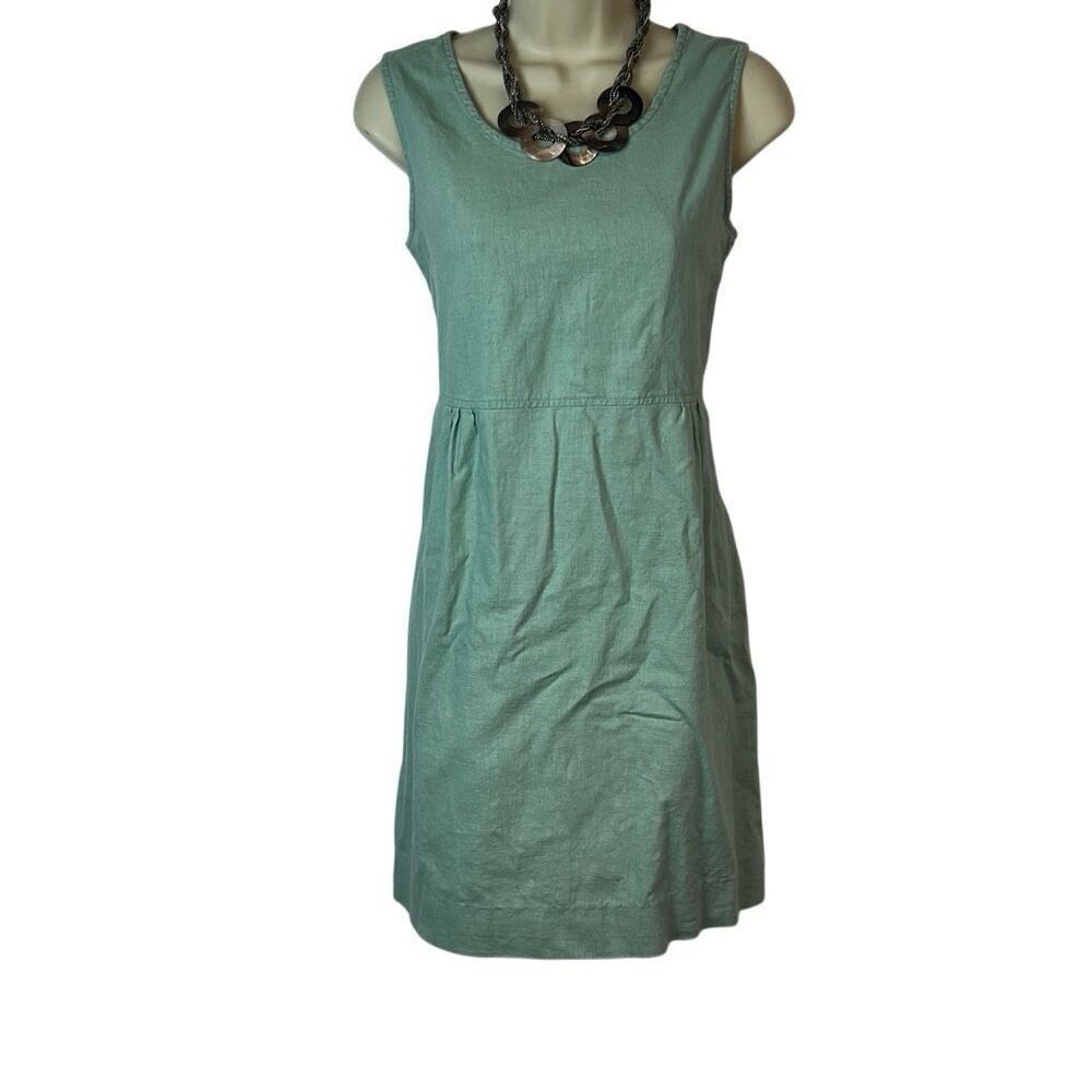 WilliWear Vintage Linen Blend Sage Green Sleeveless Shift Dress Size 8